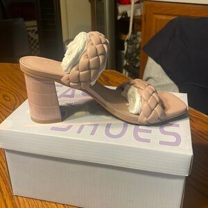 BESTCLO braided sandal for women chunky block heel w/memory foam insole size 6.5